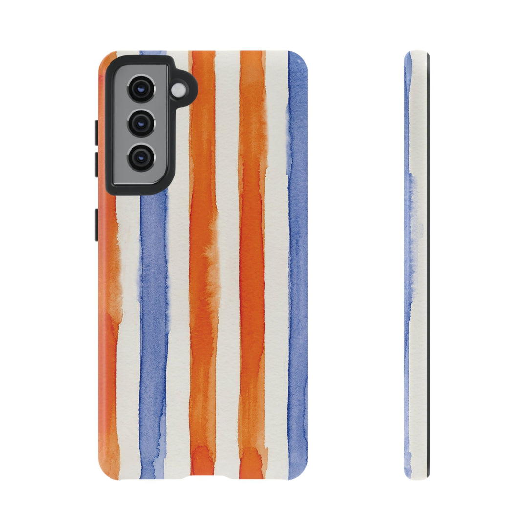 Tough Cute Blue Orange Stripes Phone Case, for IPhone 17 Pro Max | Iphone 17 Air, Iphone 16, IPhone 15, 14 13 12, Samsung Galaxy S26, S25, S24, S23 - Studio40ParkLane