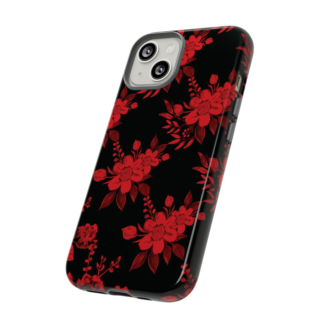 Cute IPhone Case | Red Black Flowers, iPhone 15 Case | iPhone 15 Pro Case, Iphone 14 Case, Iphone 14 Pro Max Case, Protective Iphone Case - Studio40ParkLane