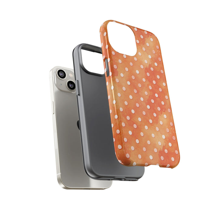 Aesthetic Tough Orange Polka Dots Watercolor Phone Case - For iPhone 17 Pro Max iPhone 16 Pro iPhone 15 Iphone 14 Plus 13 Pro 12 11 10 XR - Studio40ParkLane