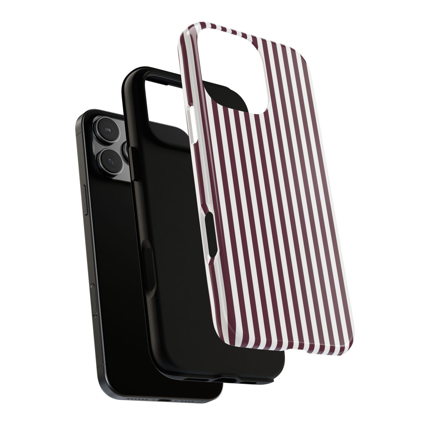 Tough Premium Burgundy Stripes Phone Case Gift for Her - For Apple iPhone 16 Pro Max 16e iPhone 15 Pro iPhone Iphone 14 Plus 13 Pro 12 SE XR - Studio40ParkLane