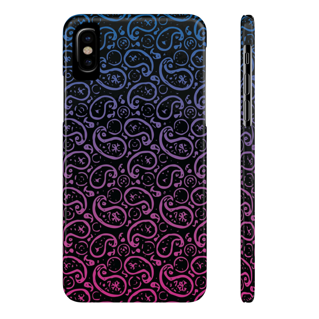 Slim Cute Phone Cases for Iphone - | iPhone 15 Case | iPhone 15 Pro Max Case, Iphone 14 Case, Iphone 14 Pro Max, Iphone 13, Paisley Blue Pink Black - Studio40ParkLane