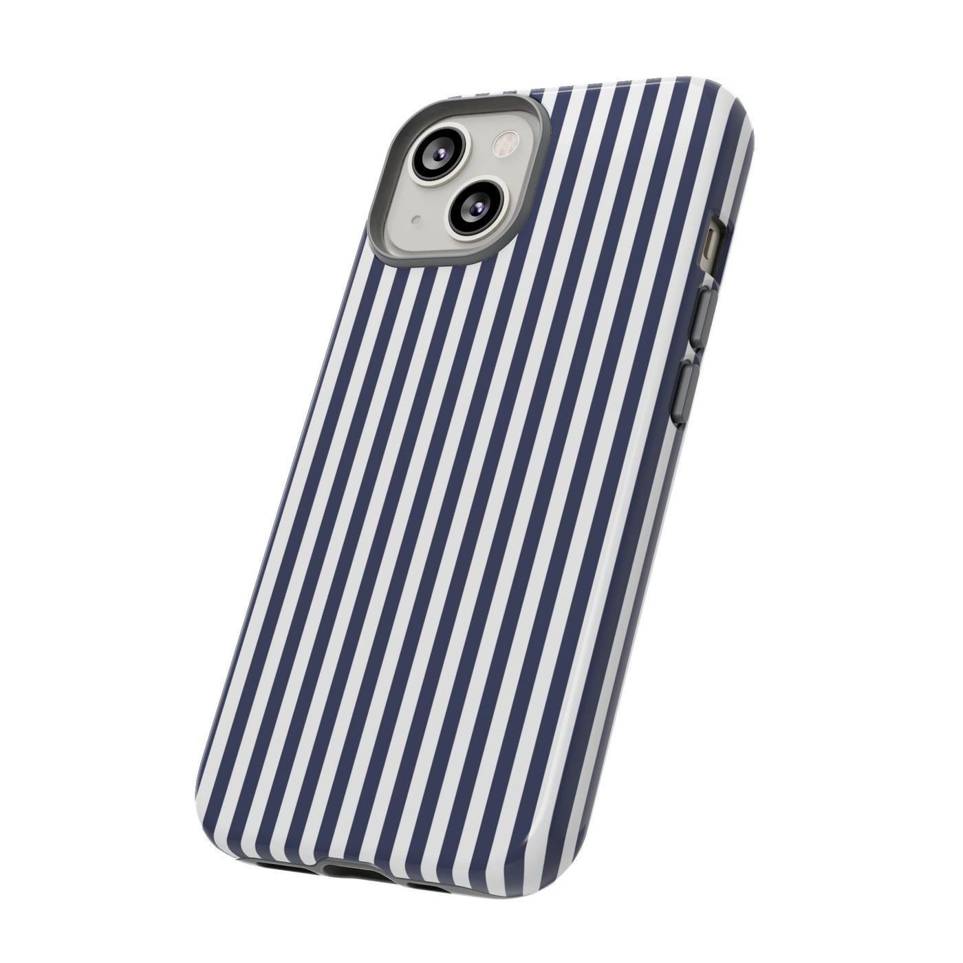 Tough Premium Navy Blue Stripes Phone Case Gift for Her - For Apple iPhone 16 Pro Max 16e iPhone 15 Pro iPhone Iphone 14 Plus 13 Pro 12 SE XR - Studio40ParkLane
