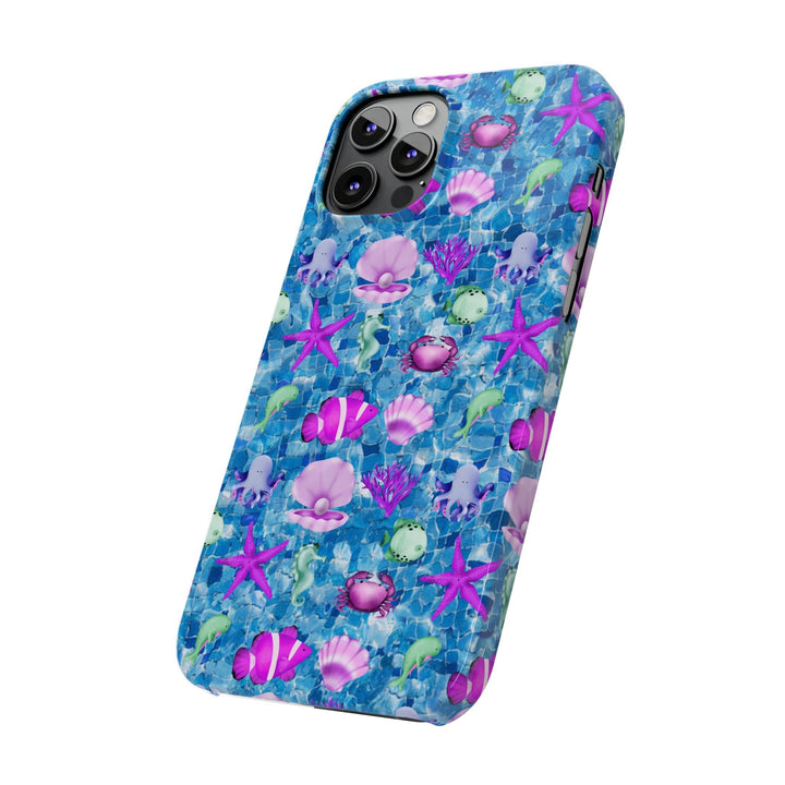 Slim Cute Phone Cases for Iphone - | iPhone 15 Case | iPhone 15 Pro Max Case, Iphone 14 Case, Iphone 14 Pro Max, Iphone 13, Blue Pink Under Sea - Studio40ParkLane