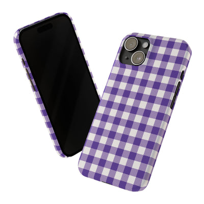 Slim Purple Gingham Gift for Her Cute Phone Cases for Iphone 16 Pro Max | iPhone 15 Case | iPhone 15 Pro Max Case, Iphone 14, 13, 12, 11, 10, 8, 7