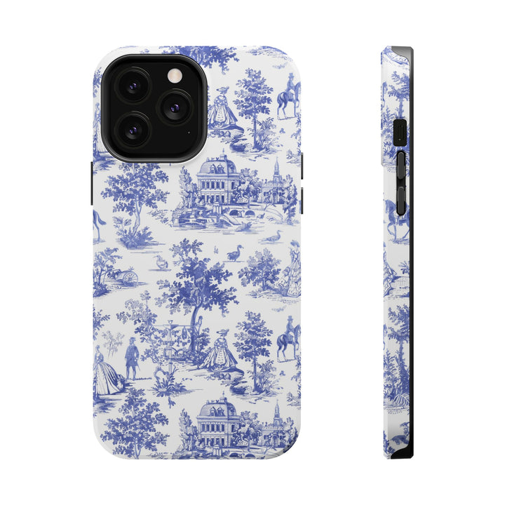 Blue Toile Magnetic Impact-Resistant Cute Phone Case for Iphone 16, iPhone 15 Pro Max Plus 14, 13, 12, 11 Gift for her - Studio40ParkLane