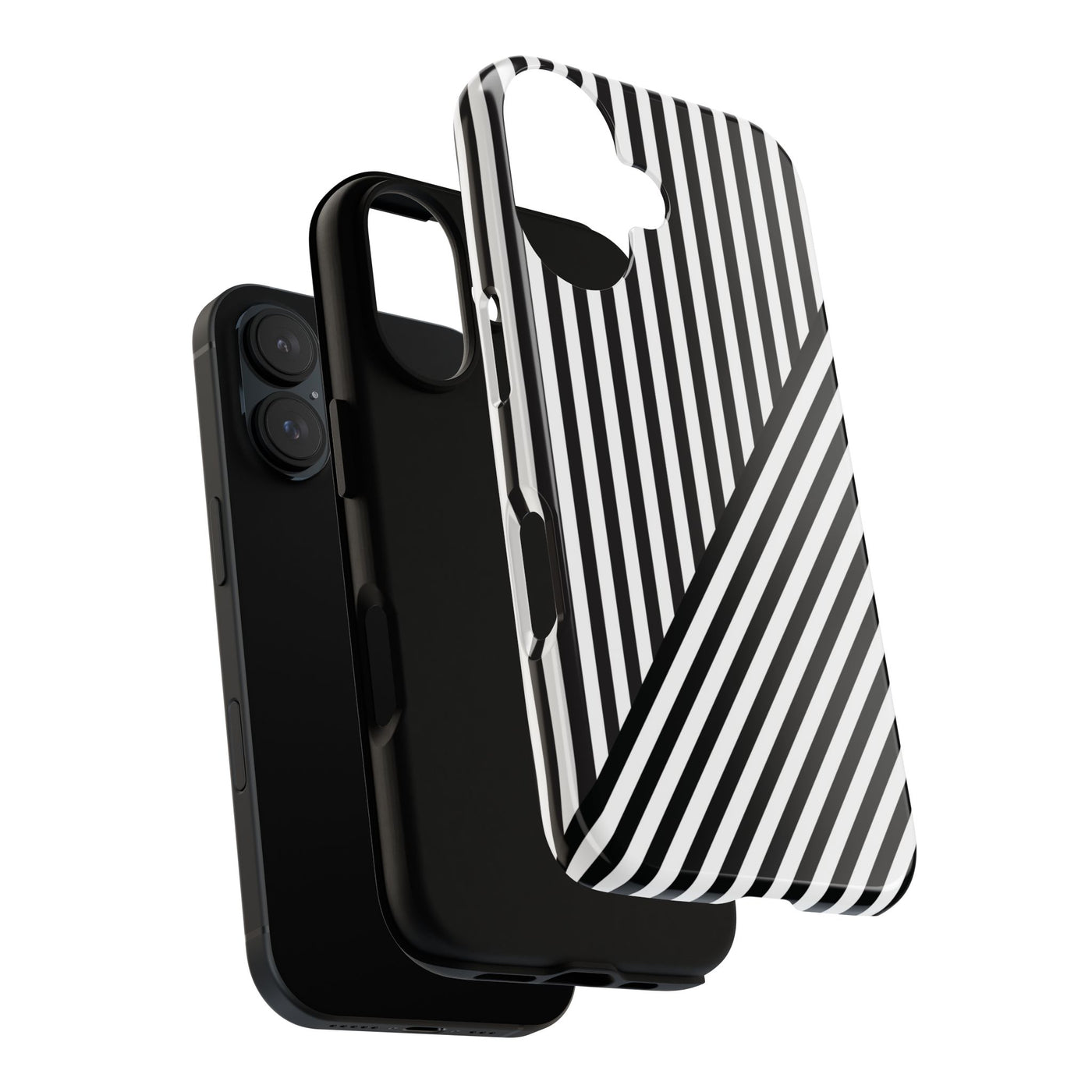 Aesthetic Tough Black White Stripes Phone Case - For iPhone 17 Pro Max iPhone 16 Pro iPhone 15 Iphone 14 Plus 13 Pro 12 11 10 XR - Studio40ParkLane