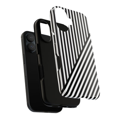 Aesthetic Tough Black White Stripes Phone Case - For iPhone 17 Pro Max iPhone 16 Pro iPhone 15 Iphone 14 Plus 13 Pro 12 11 10 XR - Studio40ParkLane