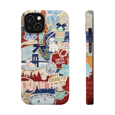 New York Winter Coquette Collage Tough Magsafe Cute Phone Cases for Iphone | iPhone 17 Pro Max Case, Iphone 16, Iphone 15 14 13 12 11 10 9