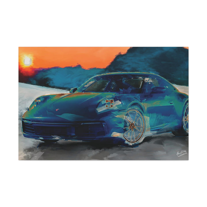 Porsche Wall Art on Canvas Print Gallery Wrapped - Gorgeous Porsche 911 Carrera Wall Art - Set in the mountains with a Sunset - Home Decor - Studio40ParkLane
