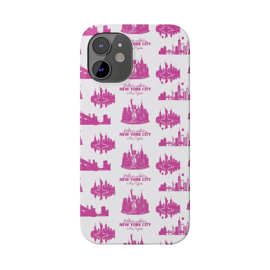 Slim New York Skyline Pink Collage Coquette Gift for Her Cute Phone Cases for Iphone 16 Pro Max | iPhone 15 Case | iPhone 15 Pro Max Case, Iphone 14, Iphone 14 Pro Max, Iphone 13 12 11 8 7 - Studio40ParkLane