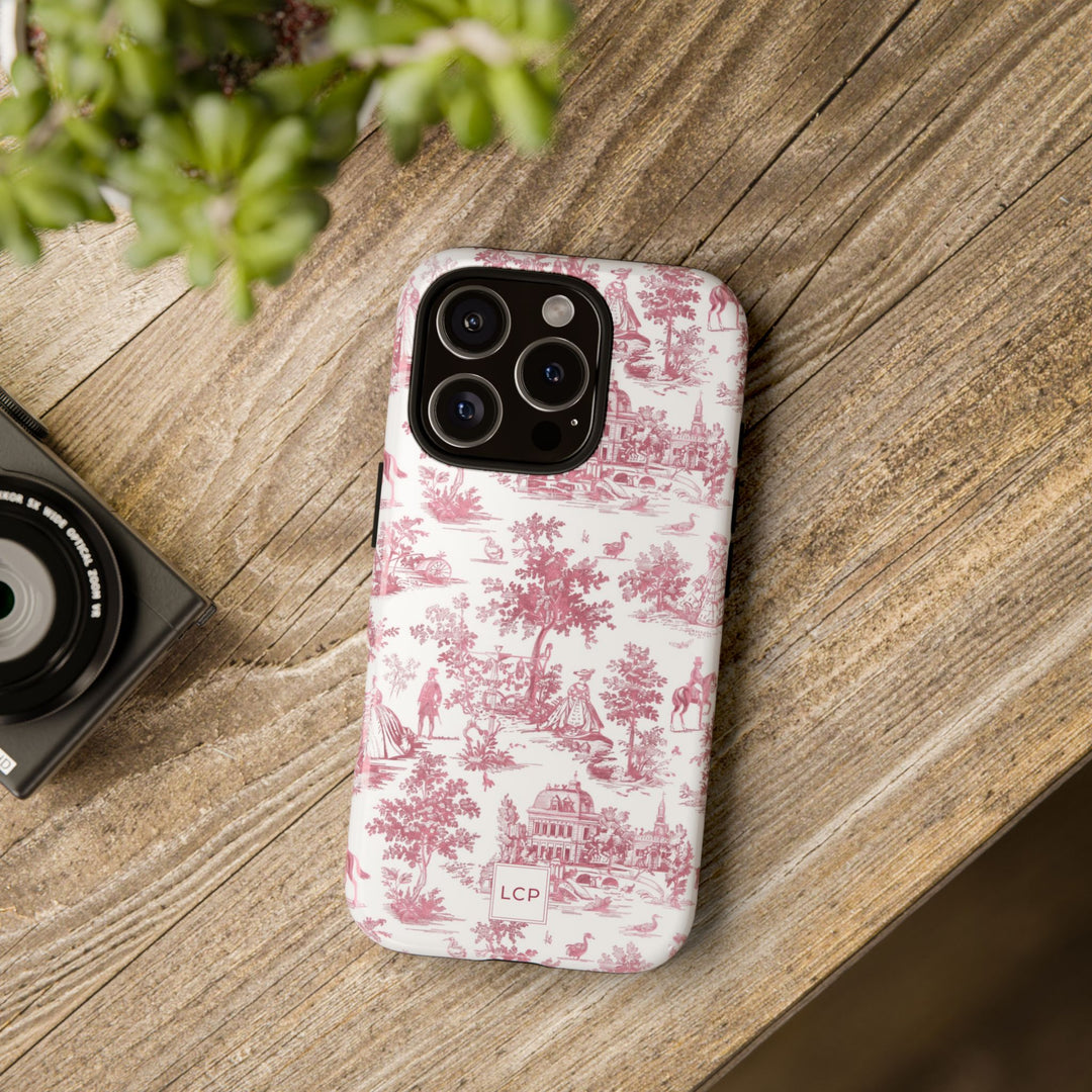 Personalized Custom French Toile Tough Cute Phone Case For Apple iPhone 18, 17, 16, 15 14, Pro Max, Samsung Galaxy S26, S25, S24 Plus Ultra