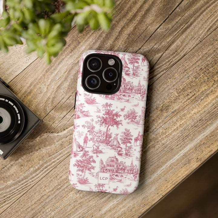 Personalized Custom French Toile Tough Cute Phone Case For Apple iPhone 18, 17, 16, 15 14, Pro Max, Samsung Galaxy S26, S25, S24 Plus Ultra