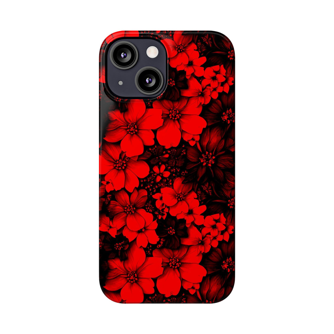 Slim Cute Phone Cases for Iphone - | iPhone 15 Case | iPhone 15 Pro Max Case, Iphone 14 Case, Iphone 14 Pro Max, Iphone 13, Red Black Flowers