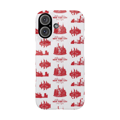 Slim New York Skyline Red Collage Coquette Gift for Her Cute Phone Cases for Iphone 16 Pro Max | iPhone 15 Case | iPhone 15 Pro Max Case, Iphone 14, Iphone 14 Pro Max, Iphone 13 12 11 8 7