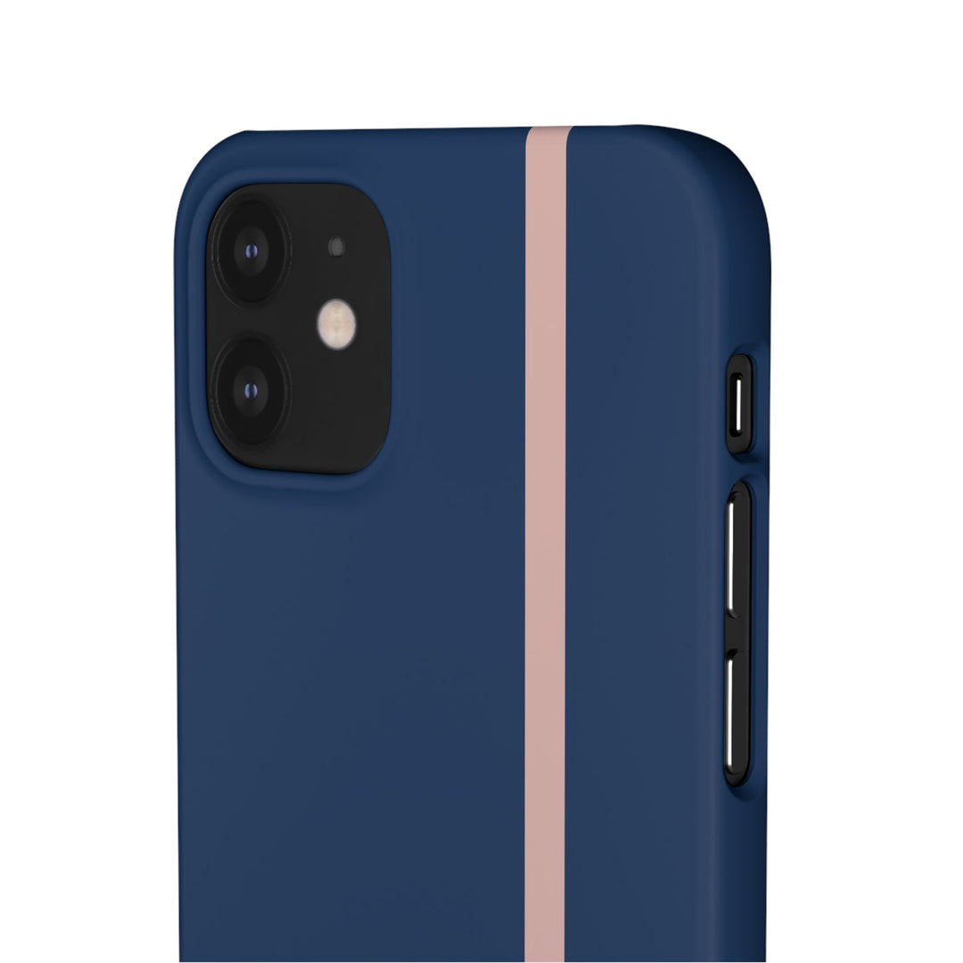 Sleek Navy Blue Pink Stripe Snap Phone Case for iPhone 18 17 16 15 14 13 Pro Max, Samsung Galaxy S26 S25 Ultra Lightweight Cute Phone Case - Studio40ParkLane