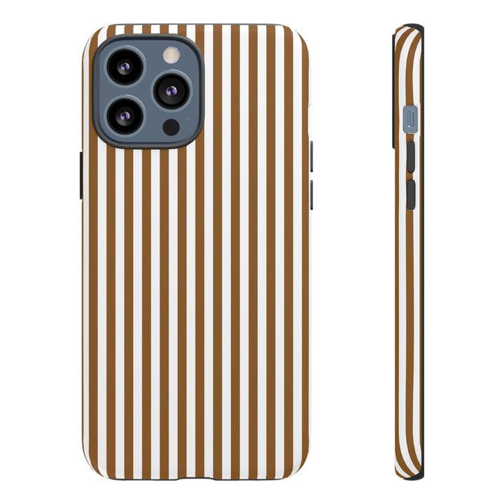 Tough Premium Mocca Brown Stripes Phone Case Gift for Her - For Apple iPhone 16 Pro Max 16e iPhone 15 Pro iPhone Iphone 14 Plus 13 Pro 12 SE XR - Studio40ParkLane