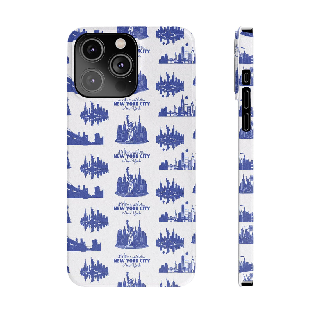 Slim New York Skyline Blue Collage Coquette Gift for Her Cute Phone Cases for Iphone 16 Pro Max | iPhone 15 Case | iPhone 15 Pro Max Case, Iphone 14, Iphone 14 Pro Max, Iphone 13 12 11 8 7 - Studio40ParkLane