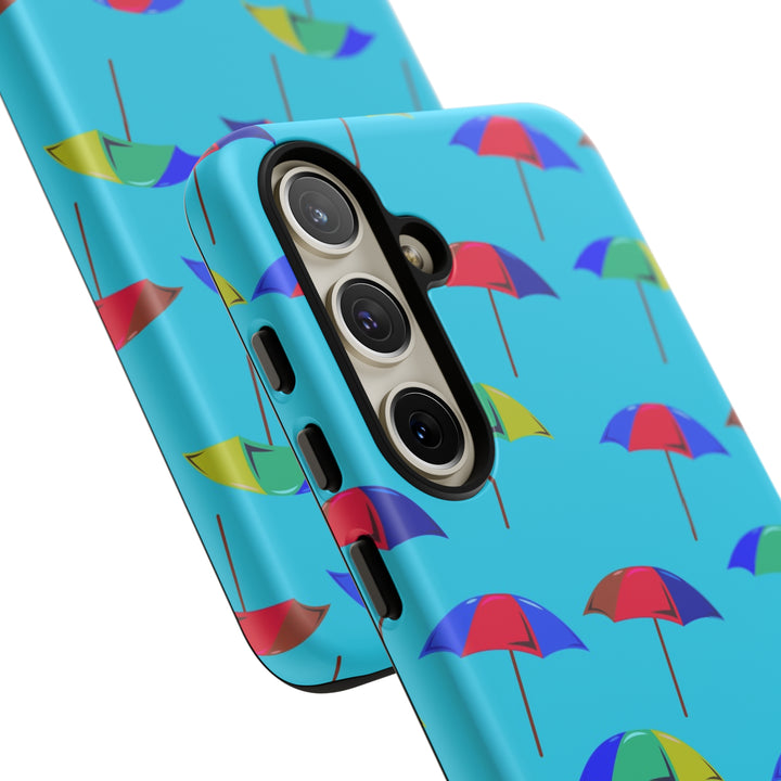 Cute Samsung Phone Case | Aesthetic Samsung Phone Case | Galaxy S23, S22, S21, S20 | Colorful Beach Parasols Blue, Protective Phone Case - Studio40ParkLane