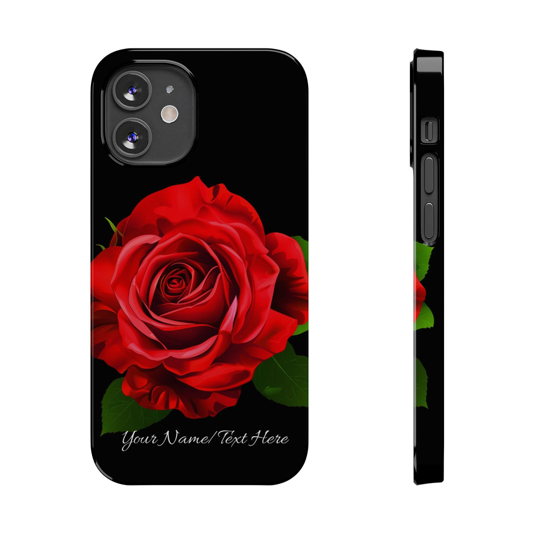 Slim Custom Personalized Red Rose Flowers Gift for Her Cute Phone Cases for Iphone 16 Pro Max | iPhone 15 Case | iPhone 15 Pro Max Case, Iphone 14, Iphone 14 Pro Max, Iphone 13 12 11 8 7 - Studio40ParkLane