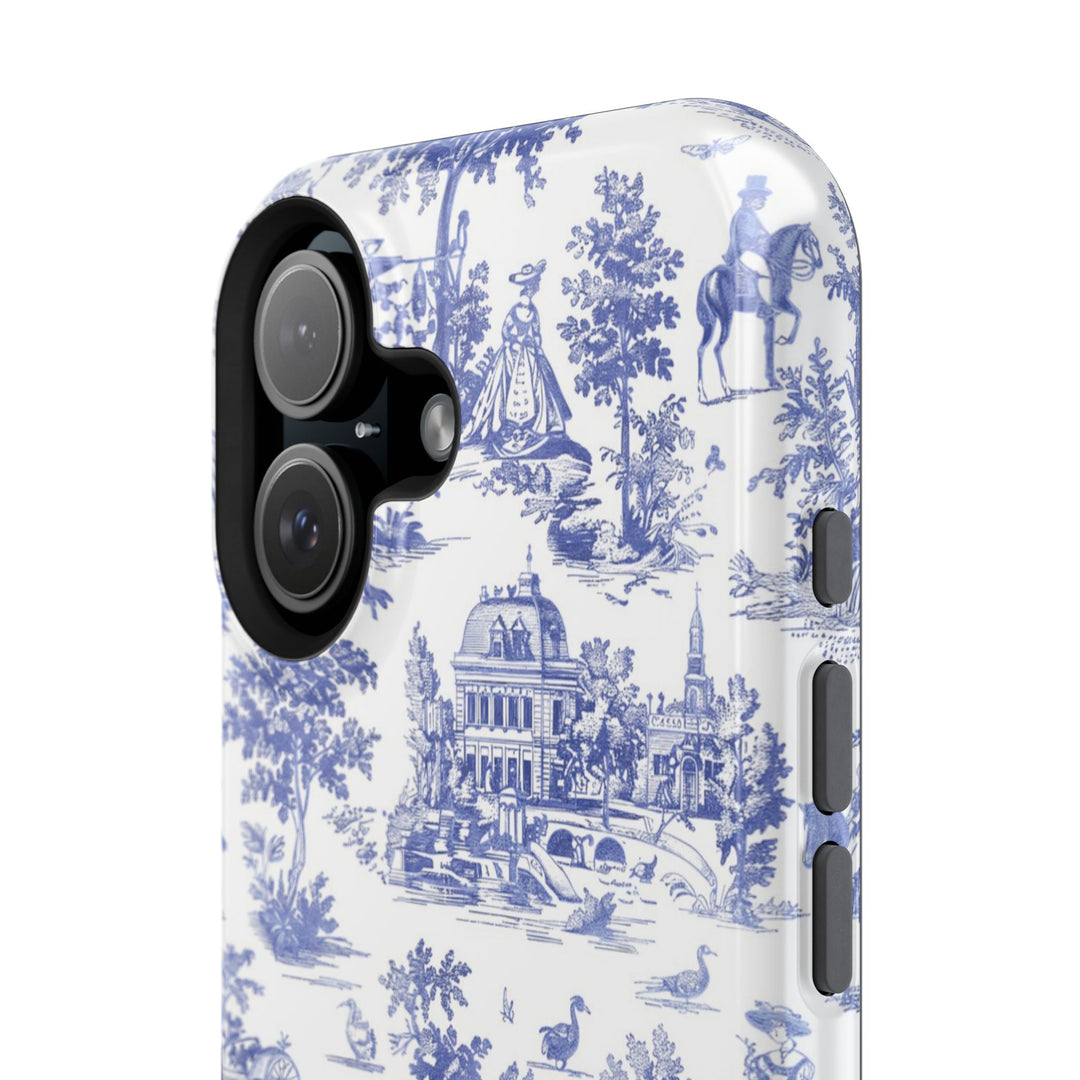 Blue Toile Magnetic Impact-Resistant Cute Phone Case for Iphone 16, iPhone 15 Pro Max Plus 14, 13, 12, 11 Gift for her - Studio40ParkLane