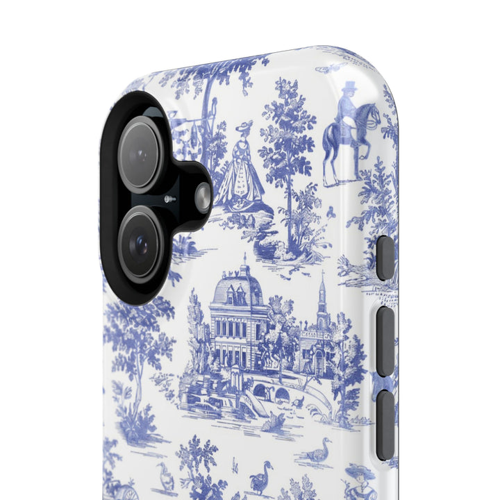 Blue Toile Magnetic Impact-Resistant Cute Phone Case for Iphone 16, iPhone 15 Pro Max Plus 14, 13, 12, 11 Gift for her - Studio40ParkLane