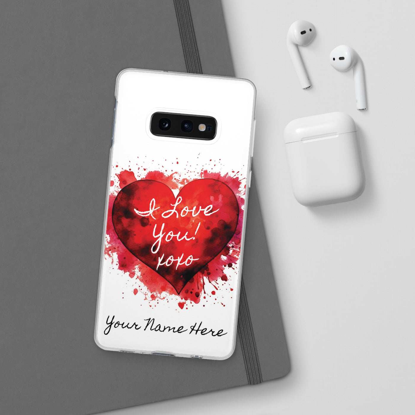 Personalized Cute Flexi Samsung Phone Cases, Valentine Heart Love You Galaxy S23 Phone Case, Samsung S22 Case, Samsung S21 Case, S20 Plus