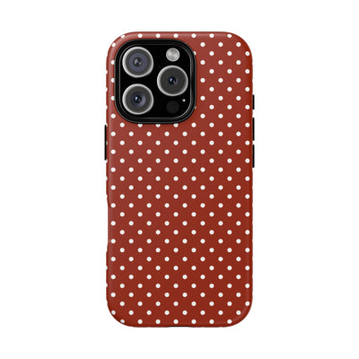 Aesthetic Tough Clay Red Polka Dots Premium Phone Case - For iPhone 17 Pro Max iPhone 16 Pro iPhone 15 Iphone 14 Plus 13 Pro 12 11 10 XR XS - Studio40ParkLane