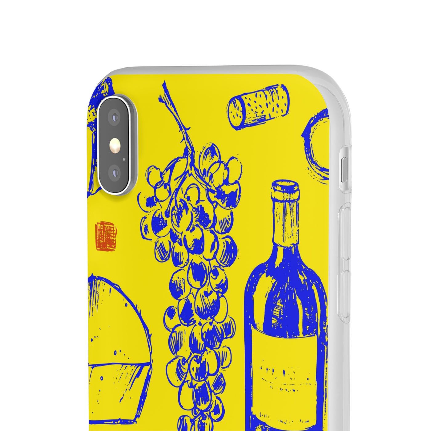 Cute Flexi Phone Cases, French Food Wine Yellow Blue, Compatible with Samsung Galaxy S23, Samsung S22, Samsung S21, Samsung S20, Galaxy S20 Ultra