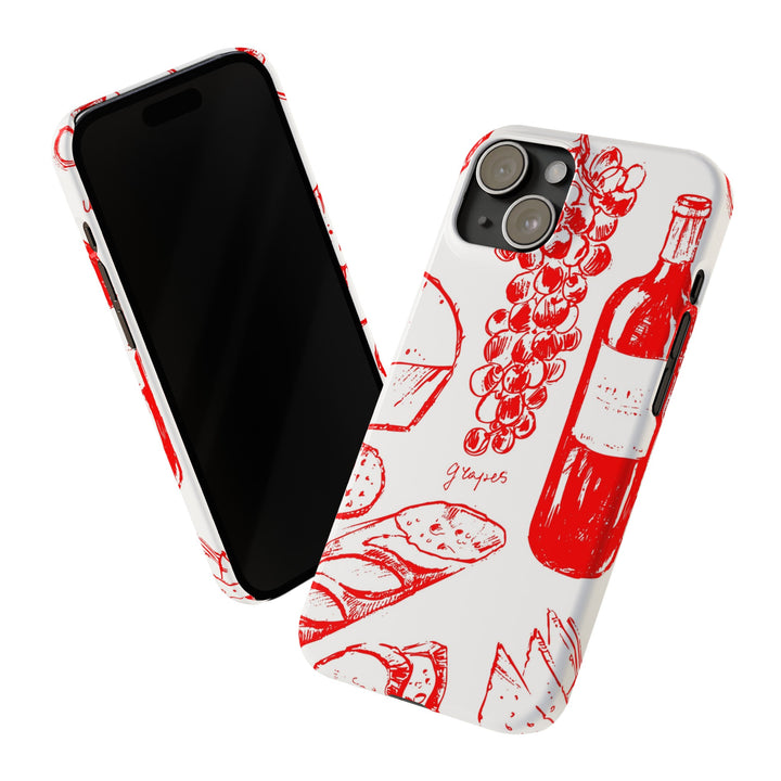 Slim Cute Phone Cases for Iphone | iPhone 15 Case | iPhone 15 Pro Max Case, Iphone 14, Iphone 14 Pro Max, Iphone 13, French Food Wine Red - Studio40ParkLane