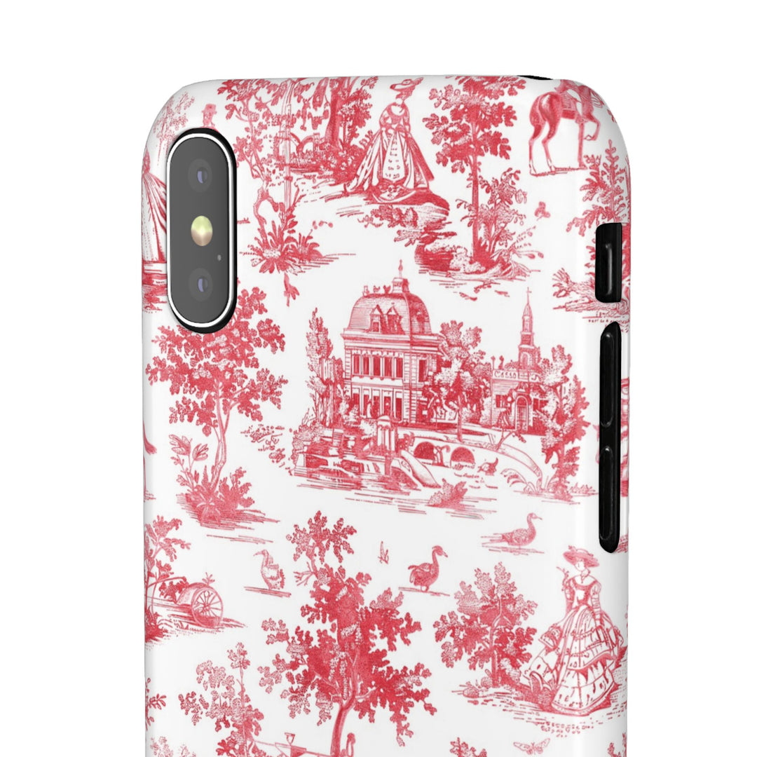 Snap French Toile Personalized Initial Custom Gift for Her Cute Phone Cases for Samsung S24, S23, S22, S21, S20, Plus and Ultra and Iphone, 16, 15, 14, 13, 12, 11. 10 - Studio40ParkLane