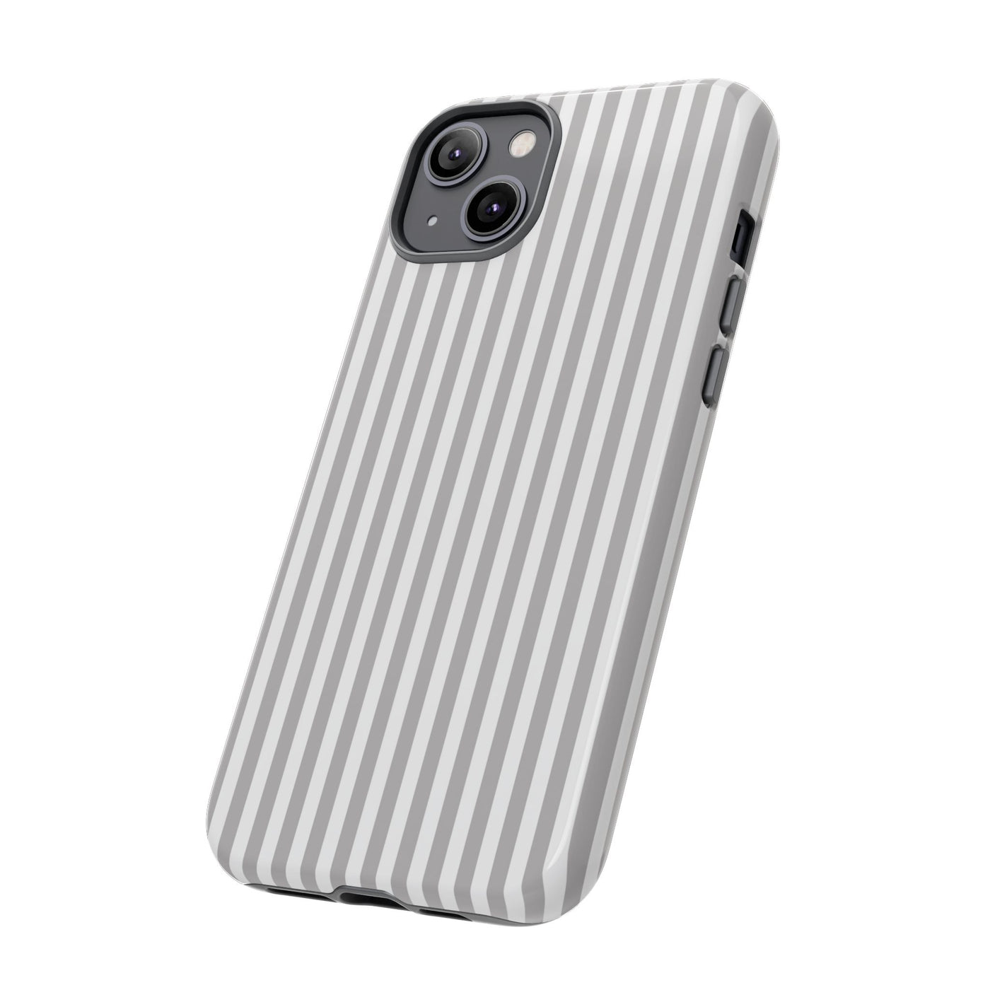 Tough Premium Ash Grey Stripes Phone Case Gift for Her - For Apple iPhone 16 Pro Max 16e iPhone 15 Pro iPhone Iphone 14 Plus 13 Pro 12 SE XR - Studio40ParkLane