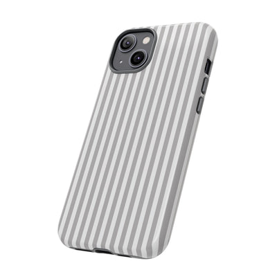 Tough Premium Ash Grey Stripes Phone Case Gift for Her - For Apple iPhone 16 Pro Max 16e iPhone 15 Pro iPhone Iphone 14 Plus 13 Pro 12 SE XR - Studio40ParkLane