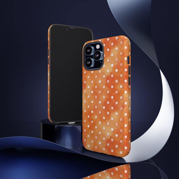 Aesthetic Tough Orange Polka Dots Watercolor Phone Case - For iPhone 17 Pro Max iPhone 16 Pro iPhone 15 Iphone 14 Plus 13 Pro 12 11 10 XR - Studio40ParkLane