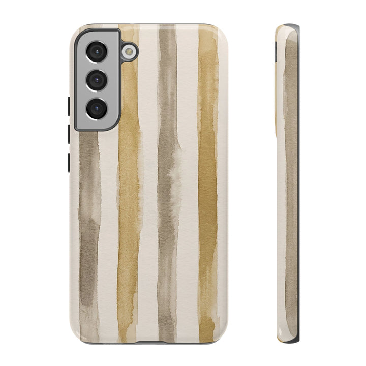 Tough Cute Brown Beige Stripes Phone Case, for IPhone 17 Pro Max | Iphone 17 Air, Iphone 16, IPhone 15, 14 13 12, Samsung Galaxy S26, S25, S24, S23 - Studio40ParkLane