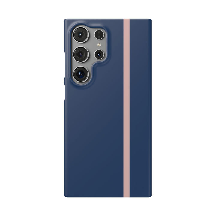 Sleek Navy Blue Pink Stripe Snap Phone Case for iPhone 18 17 16 15 14 13 Pro Max, Samsung Galaxy S26 S25 Ultra Lightweight Cute Phone Case - Studio40ParkLane