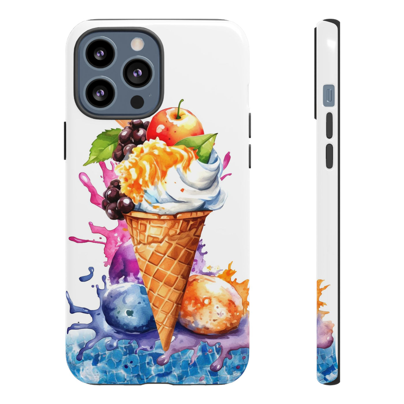 Impact Resistant, Summer Ice Cream Cone, Cute Phone Cases for Samsung S24, S23, S22, S21, IPhone 15 pro Iphone 14 pro Iphone 13 IPhone 12 Iphone 11