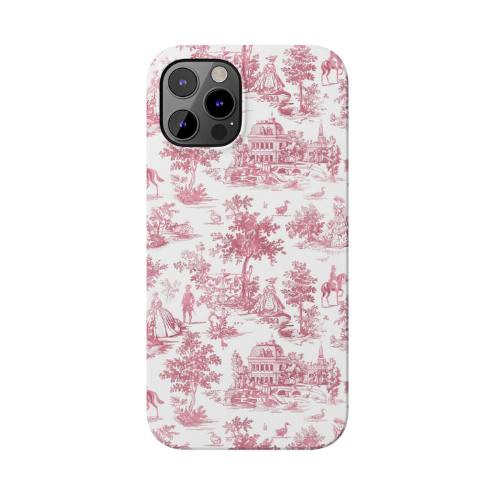 Slim Pink Vintage French Toile Cute Phone Cases for Iphone 16 Pro Max | iPhone 15 Case | iPhone 15 Pro Max Case, Iphone 14, Iphone 14 Pro Max, Iphone 13 12 11 8 7 - Studio40ParkLane