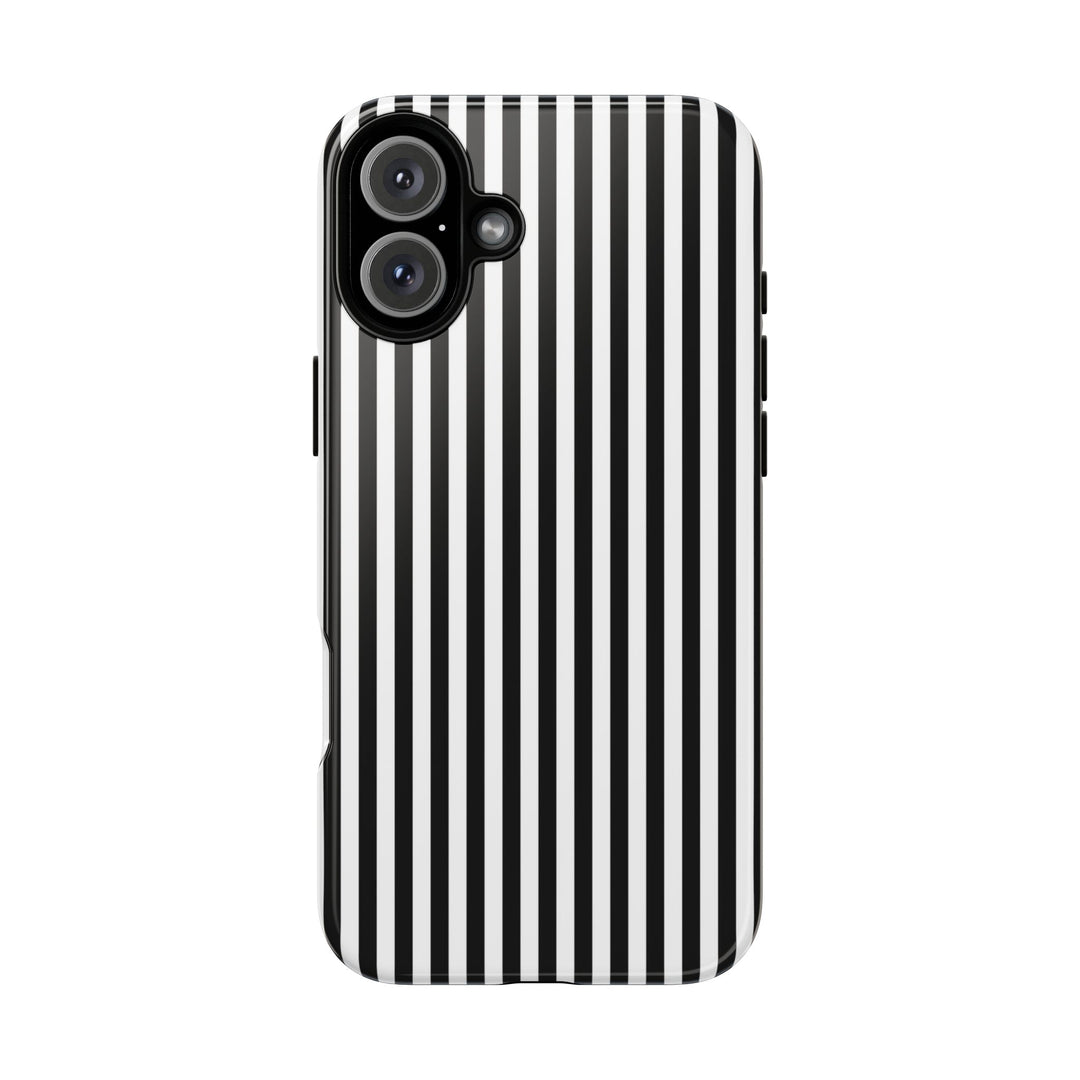 Tough Premium Black White Stripes Phone Case Gift for Her - For Apple iPhone 16 Pro Max 16e iPhone 15 Pro iPhone Iphone 14 Plus 13 Pro 12 SE XR - Studio40ParkLane