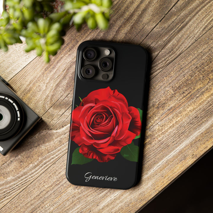 Slim Custom Personalized Red Rose Flowers Gift for Her Cute Phone Cases for Iphone 16 Pro Max | iPhone 15 Case | iPhone 15 Pro Max Case, Iphone 14, Iphone 14 Pro Max, Iphone 13 12 11 8 7 - Studio40ParkLane
