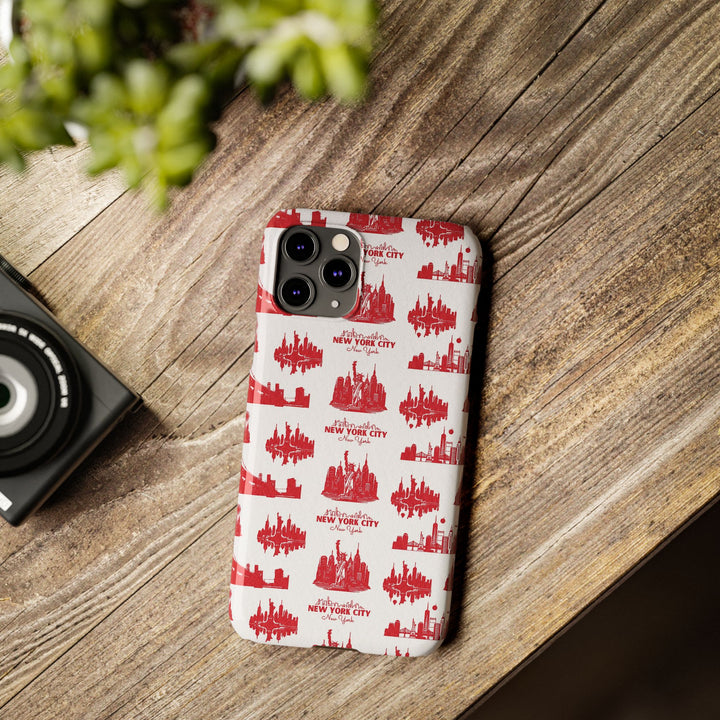 Slim New York Skyline Red Collage Coquette Gift for Her Cute Phone Cases for Iphone 16 Pro Max | iPhone 15 Case | iPhone 15 Pro Max Case, Iphone 14, Iphone 14 Pro Max, Iphone 13 12 11 8 7 - Studio40ParkLane