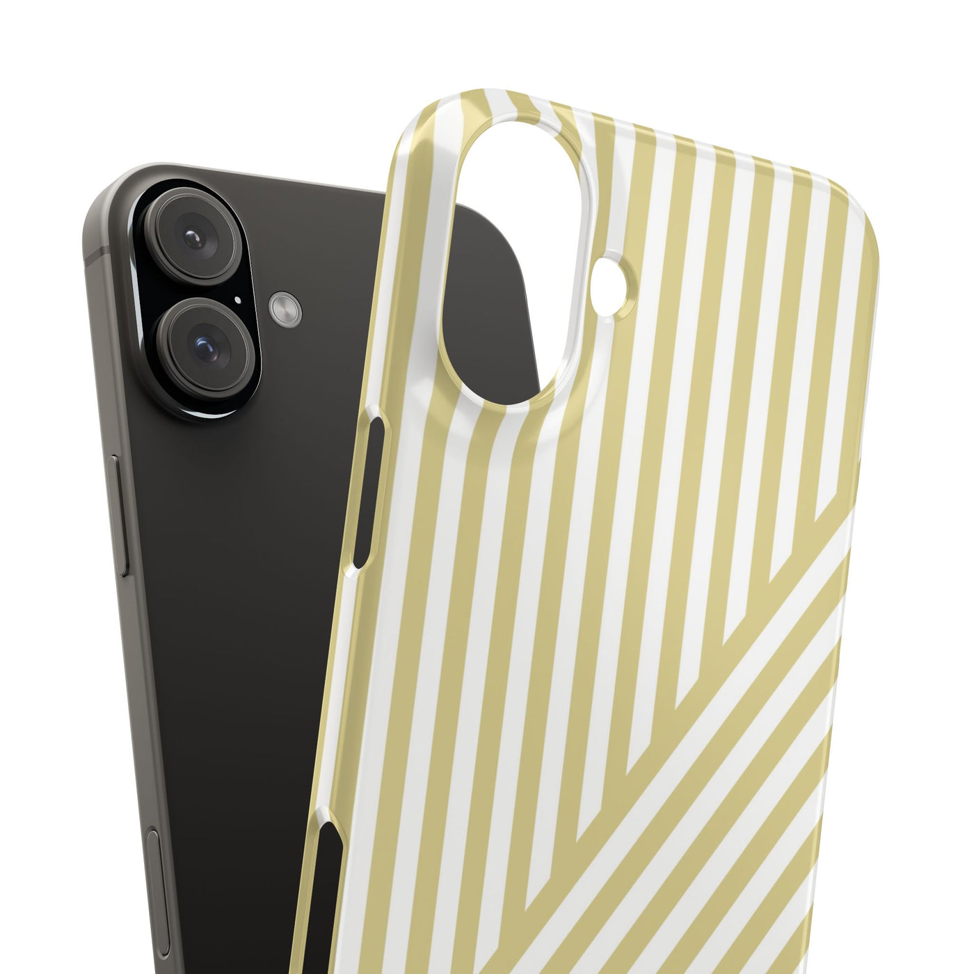 Aesthetic Yellow Beige Stripes Cute Phone Case Sleek Snap - For iPhone 17 Pro Max iPhone 16 Pro iPhone 15 Iphone 14 Plus 13 Pro 12 11 10 Gift