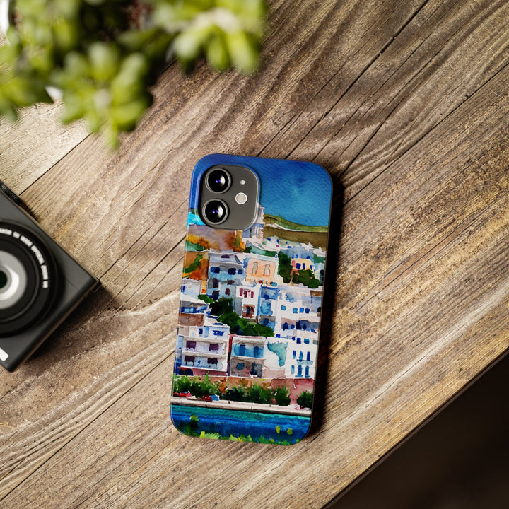 Slim Cute Phone Cases for Iphone | iPhone 15 Case | iPhone 15 Pro Max Case, Iphone 14, Iphone 14 Pro Max, Iphone 13, Colorful Greek House Watercolor - Studio40ParkLane