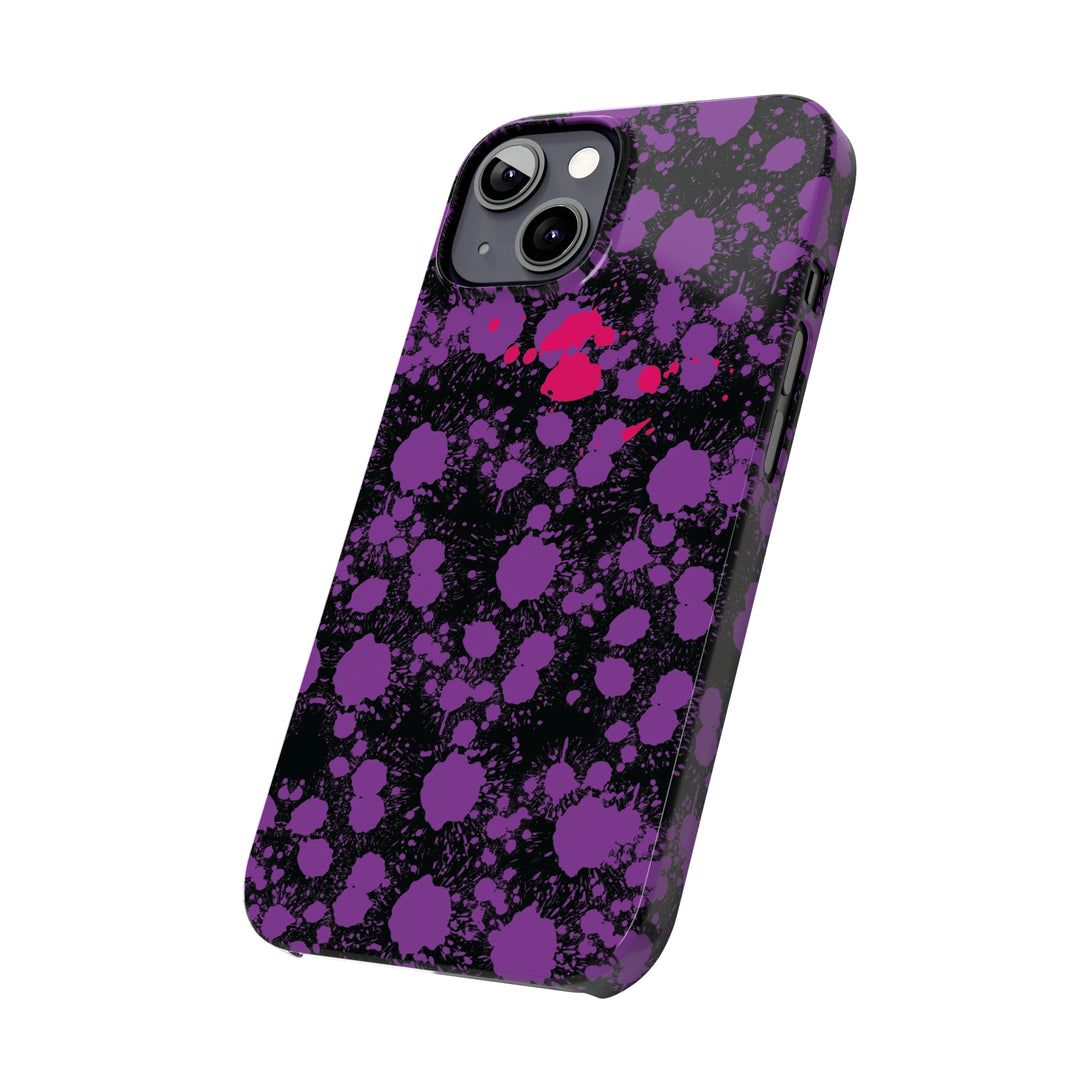 Slim Cute Phone Cases for Iphone - | iPhone 15 Case | iPhone 15 Pro Max Case, Iphone 14 Case, Iphone 14 Pro Max, Iphone 13, Purple Pink Paint Blots Splash - Studio40ParkLane