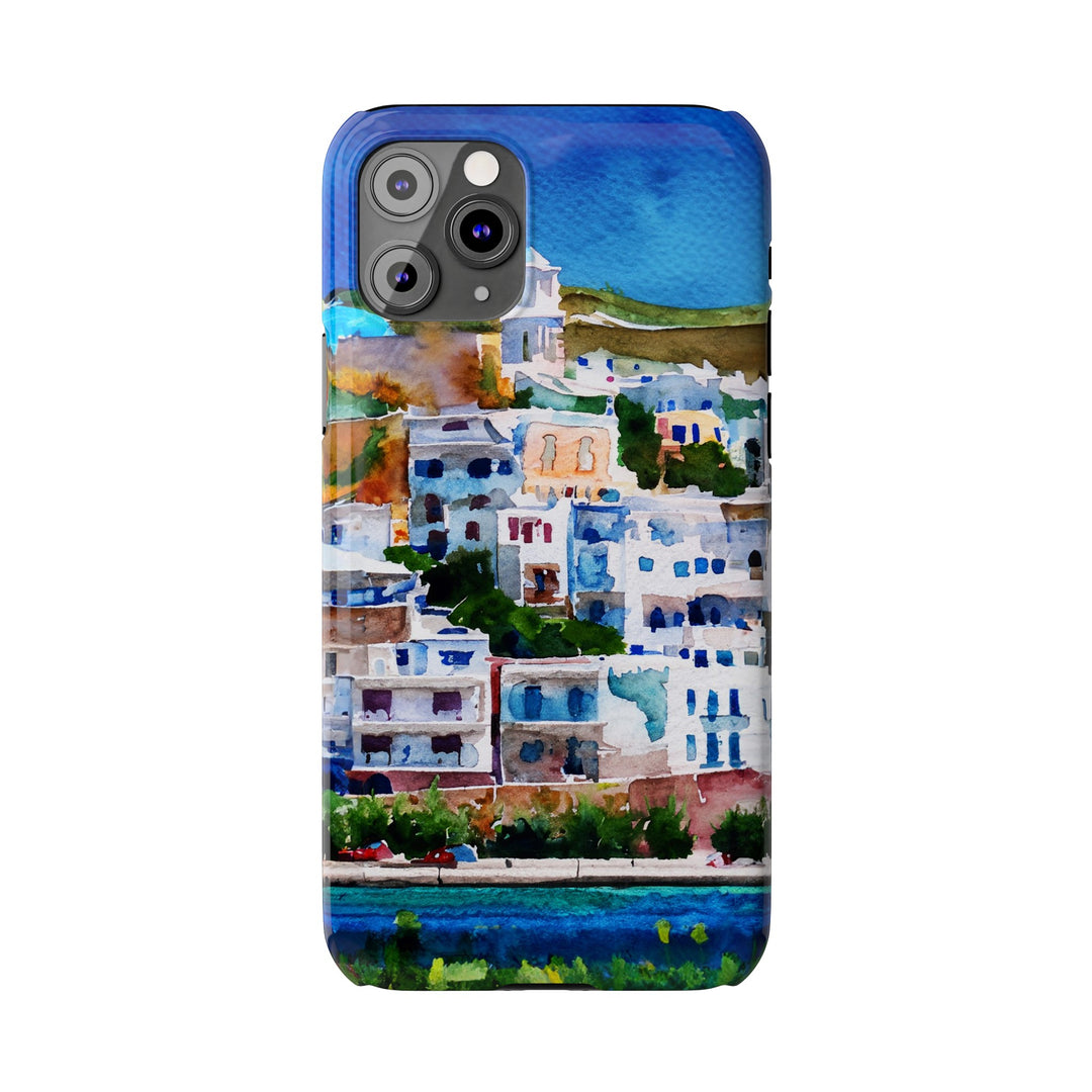 Slim Cute Phone Cases for Iphone | iPhone 15 Case | iPhone 15 Pro Max Case, Iphone 14, Iphone 14 Pro Max, Iphone 13, Colorful Greek House Watercolor - Studio40ParkLane