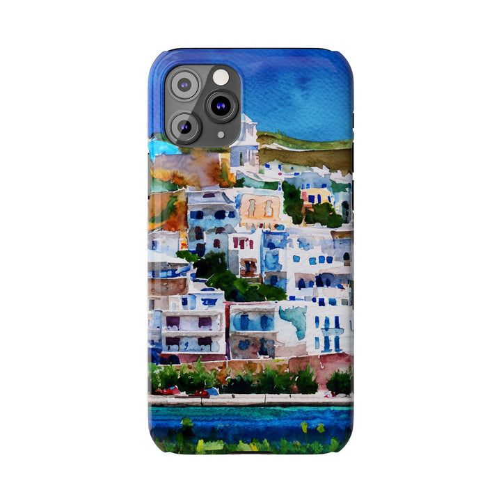 Slim Cute Phone Cases for Iphone | iPhone 15 Case | iPhone 15 Pro Max Case, Iphone 14, Iphone 14 Pro Max, Iphone 13, Colorful Greek House Watercolor - Studio40ParkLane