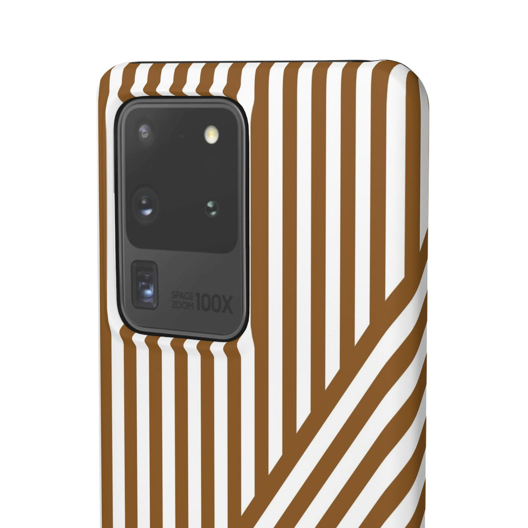 Aesthetic Mocha Brown Stripes Cute Phone Case Sleek Snap - For iPhone 17 Pro Max iPhone 16 Pro iPhone 15 Iphone 14 Plus 13 Pro 12 11 10 Gift - Studio40ParkLane