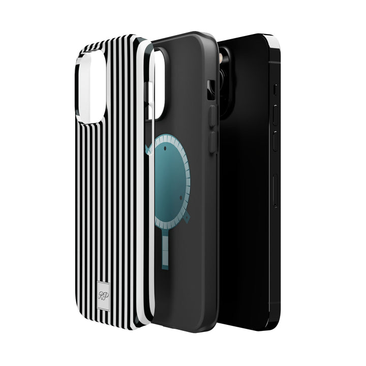 Custom Personalized Black White Striped Magsafe Phone Case for Iphone 17 - | iPhone 16 Pro Max Case | iPhone 15 Case Iphone 14 13 12 11 10 - Studio40ParkLane