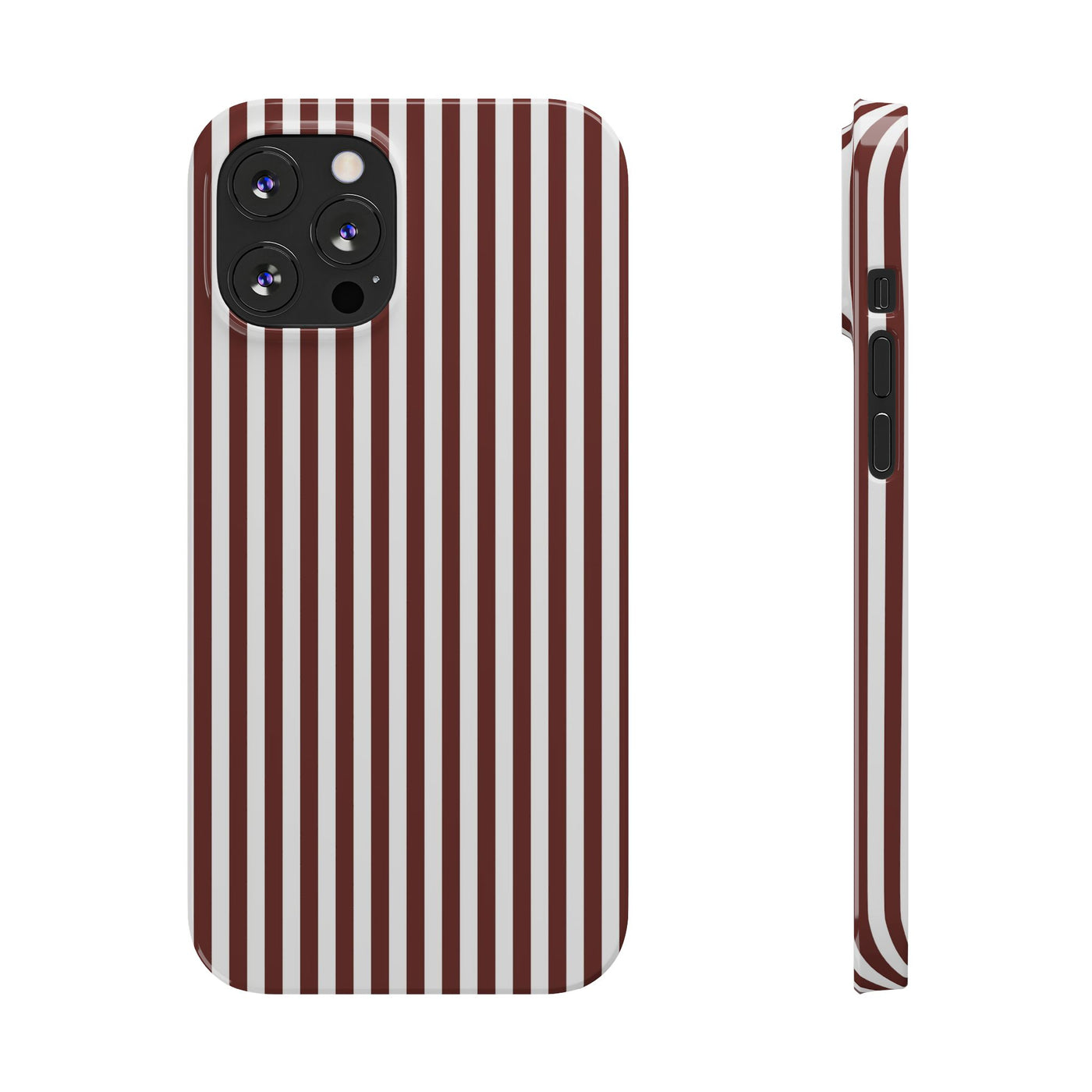 Slim Chocolate Brown Striped Cute Phone Case for Iphone 16 - | iPhone 15 Pro Max Case | iPhone 14 Case Iphone 13 12 11 10 9 8 7 Gift for Her - Studio40ParkLane