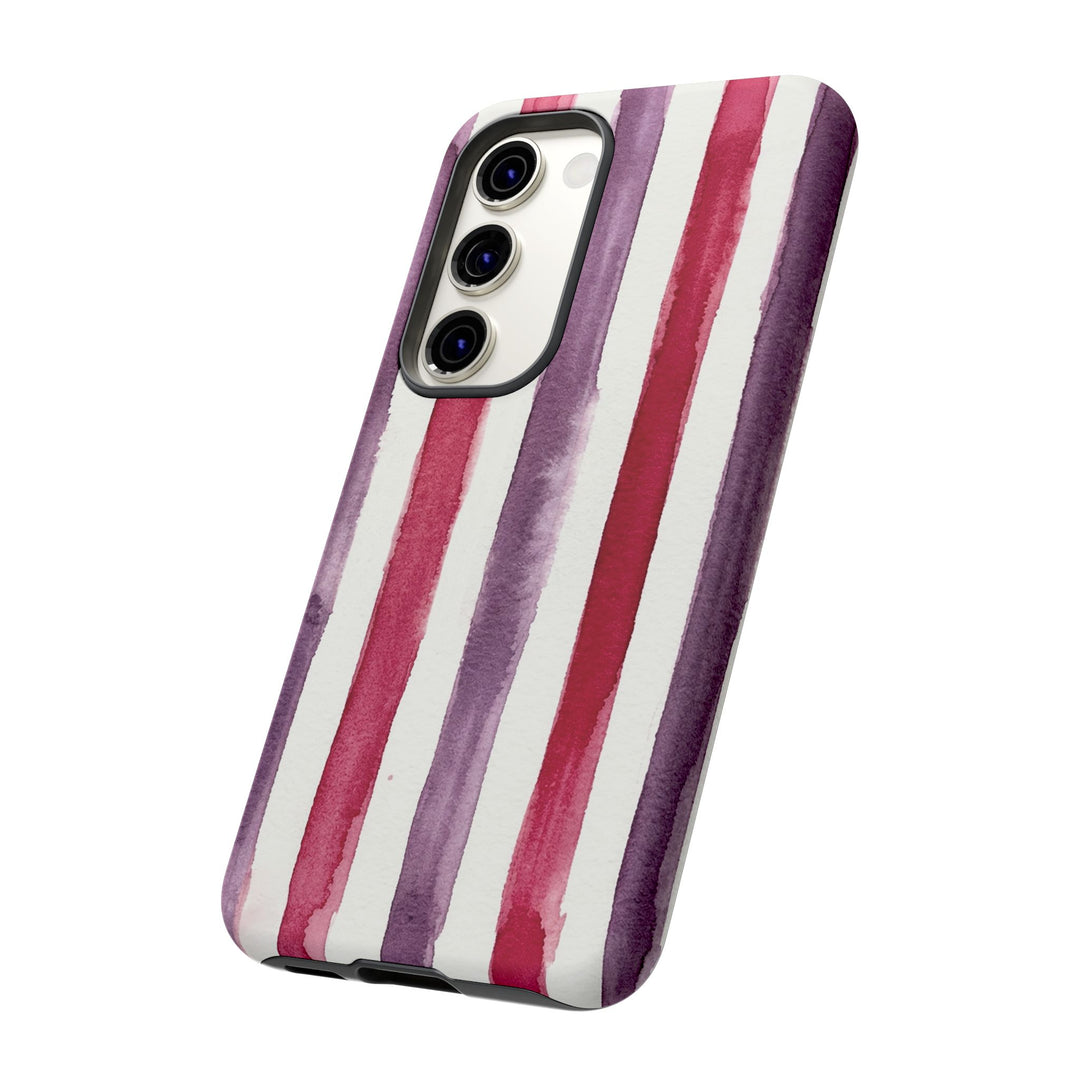 Tough Cute Wine Red Purple Stripes Phone Case, for IPhone 17 Pro Max | Iphone 17 Air, Iphone 16, IPhone 15, 14 13 12, Samsung Galaxy S26, S25, S24, S23 - Studio40ParkLane