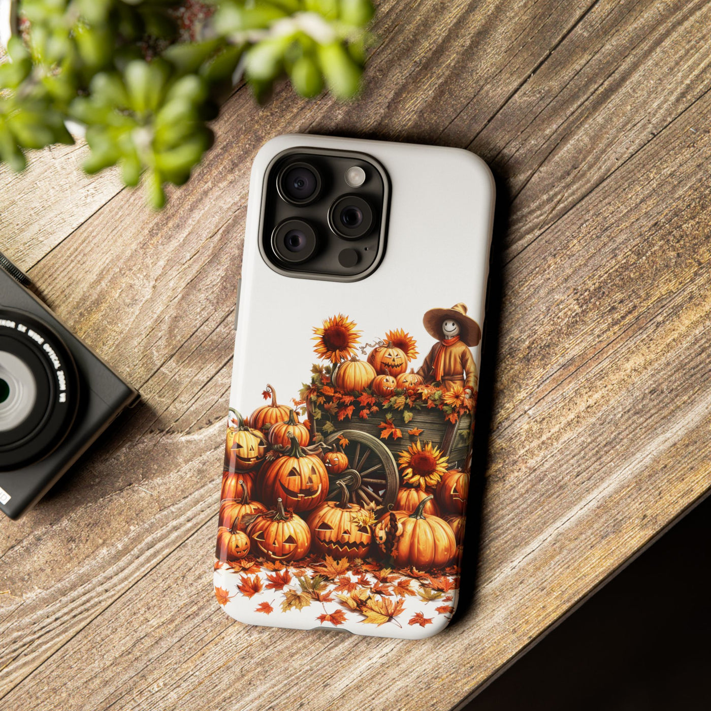 Impact Resistant, Fall Leaves Scarecrow, Cute Phone Cases for Samsung S24, S23, S22, S21, IPhone 15 pro Iphone 14 pro Iphone 13 IPhone 12 Iphone 11